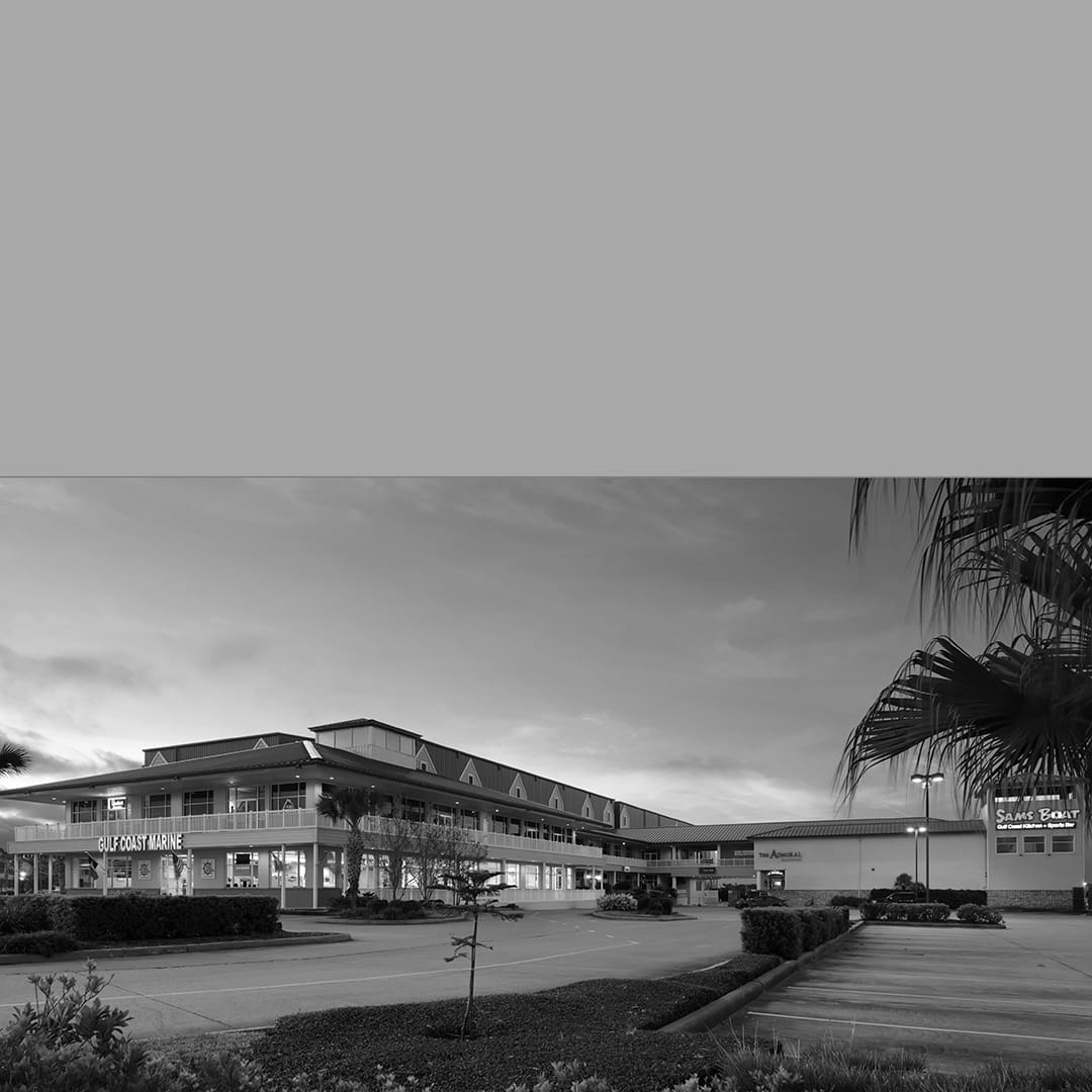 black and white picture of a commercial building