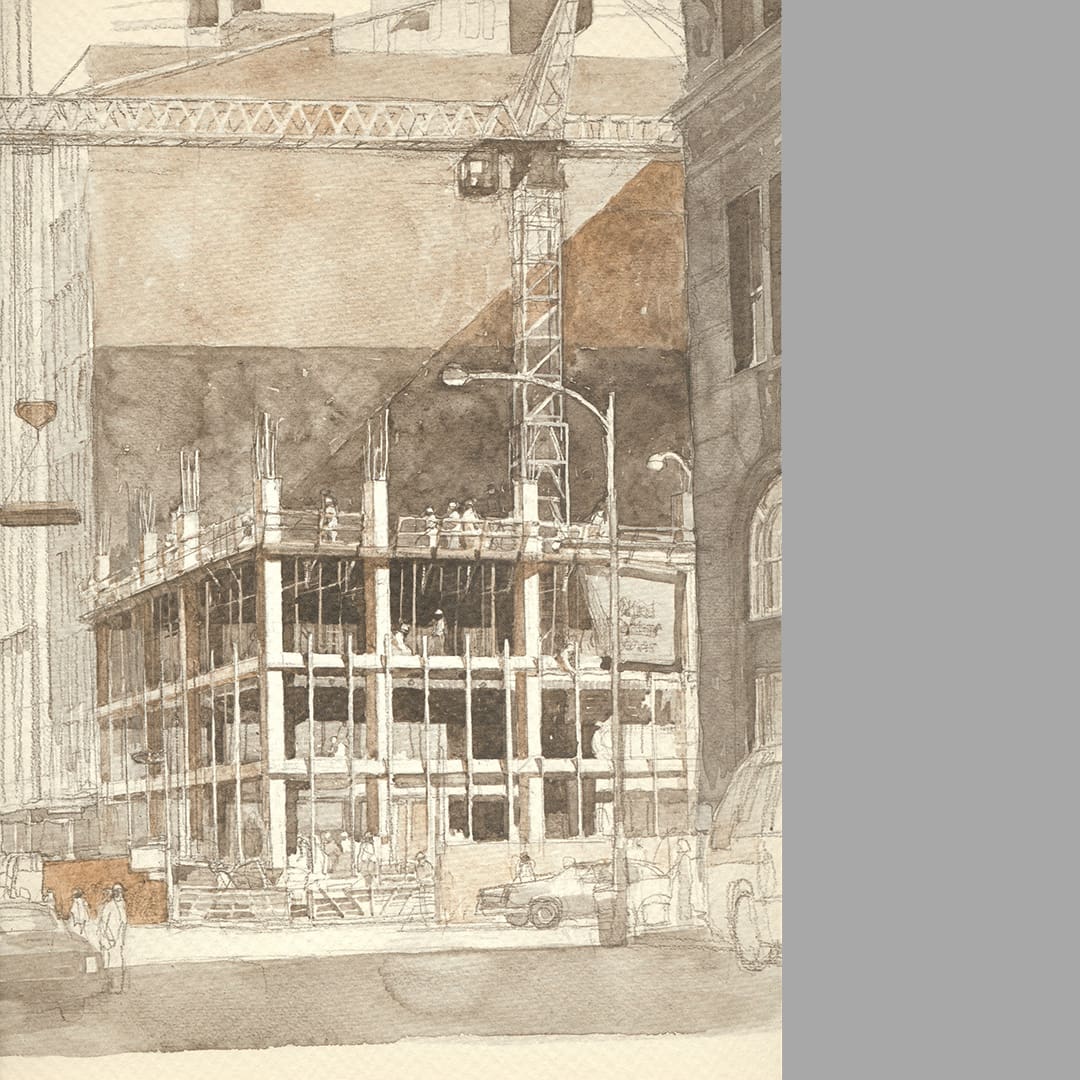 Painting of a building under construction