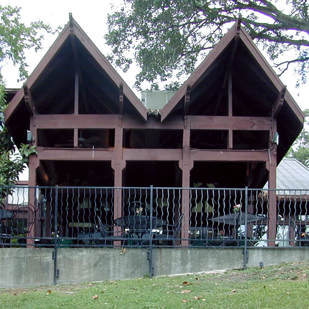 view of the restaurant with a fence