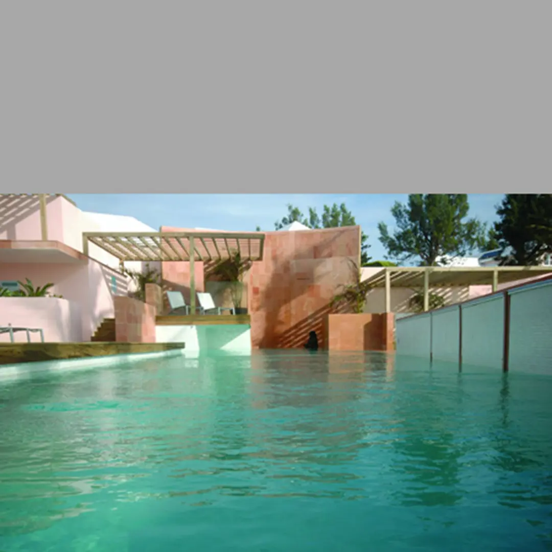 closeup shot of a swimming pool at a resort