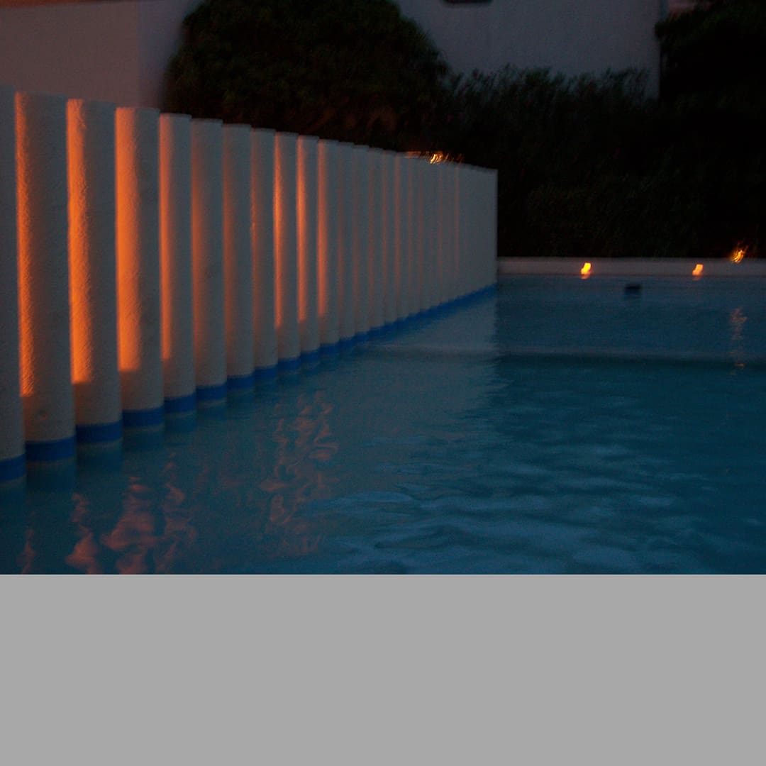 closeup shot of the swimming pool in the night