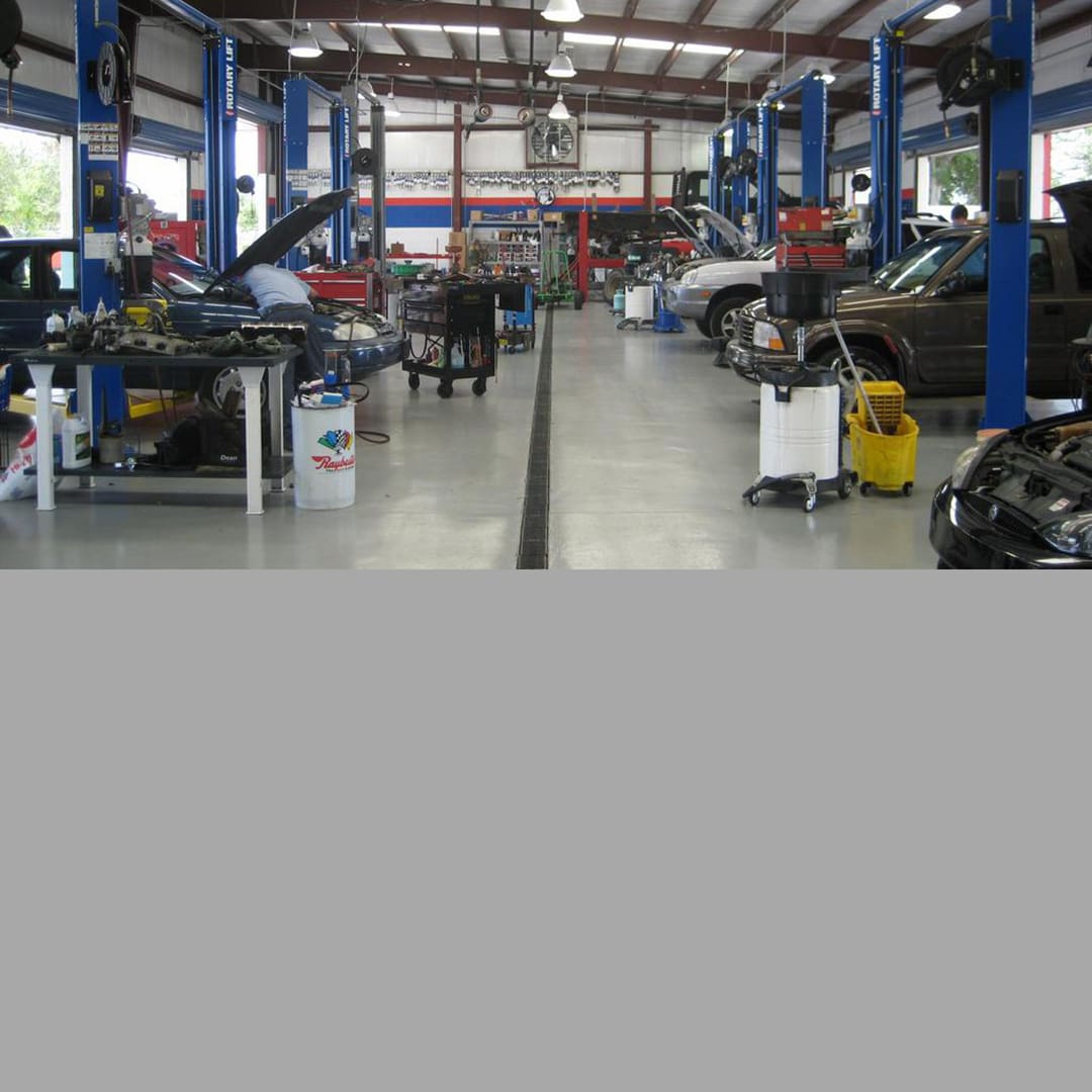 Close view of the vehicle repair area