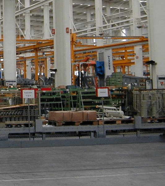 Interior view of the factory of the building